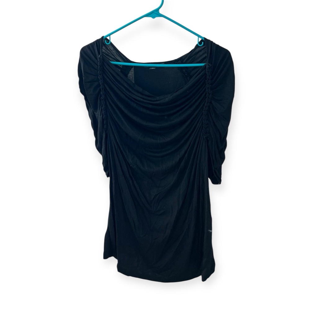 ▪️BANANA REPUBLIC: Women’s L, black 1/2 sleeve, scrunched style blouse preowned
